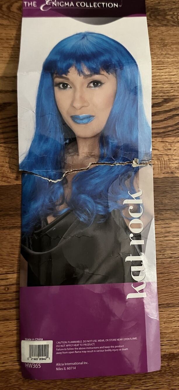 The Enigma Collection Kat Rock Wig Halloween Costume Blue